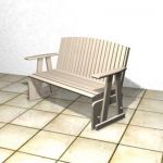 White wooden bench Nouveau 3D model bench 00008