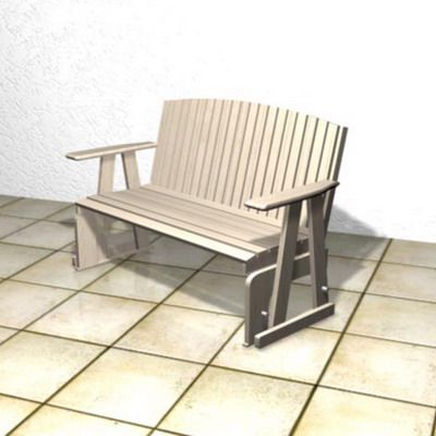 White wooden bench Nouveau 3D model bench 00008
