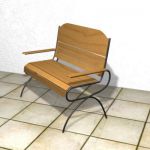 Wooden bench with elements of forged 3D object bench 00012