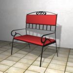 Red bench with forged elements modern 3DS bench 00015