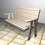 White wooden garden bench 3D model bench 00020