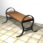 Wooden garden bench with forged legs 3D object bench 00055