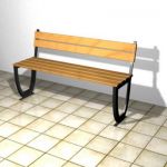 Wooden garden bench with forged parts CAD 3D - model symbol bench 00057
