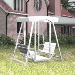 White wooden swings for the garden CAD 3D - model symbol swing 01