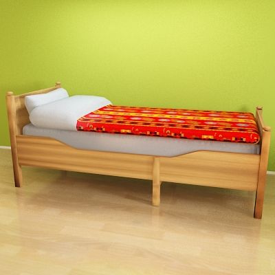 3D - model wooden single bed CAD object 66677_PE179932_S4