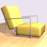 Yellow chair minimalism 3D object Flexform A.B.C.