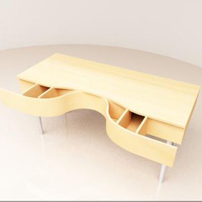 Table with drawers high-quality 3D model Alivar Gallery RAUL BARBIERI BUREAU