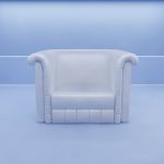 White sofa in a modern style CAD 3D - model symbol Armchair1MK20