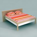 Wooden bed quality 3D object BED03