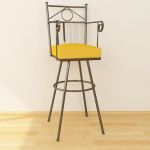 Square yellow chair and armrests CAD 3D - model symbol Bar Stool 13