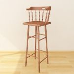 Square wooden stool to the bar 3D - model Bar Stool 35