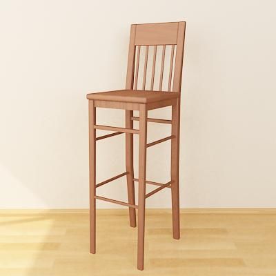 Wooden bar stool 3D - model Bar Stool 38