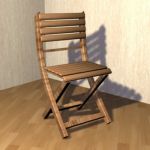 Wooden folding chair for the garden 3D object Chair 021
