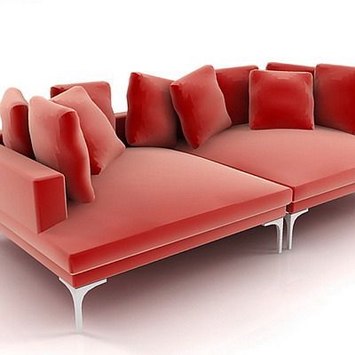 red sofa with pillows 3d model B&B Italia _Charles11