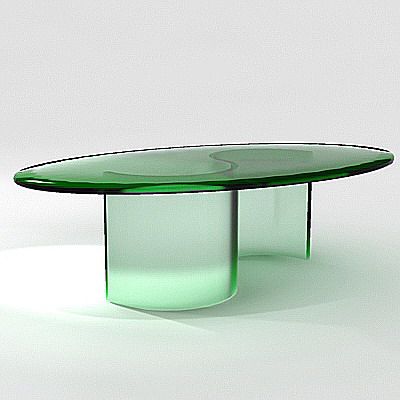 French glass oval table CAD 3D - model symbol Roche Bobois Comete