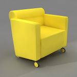 Yellow armchair Italy CAD 3D - model symbol Poltrona Frau Dafne 1