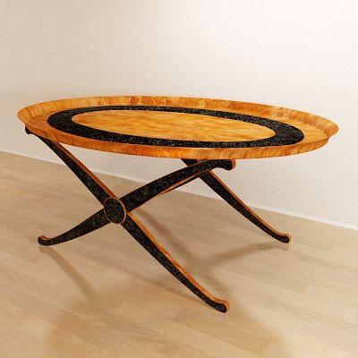 Elegant oval table made of wood 3D - model Desk 01