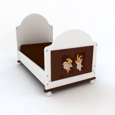White and brown bed for the childrens room Greece 3D – model   Happy Bunny 2_1