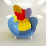 Armchair in the style of pop-art CAD 3D - model symbol LOS MUEBLES AMOROSOS Alessandra colori vivaci Cod AE001 112-99-94