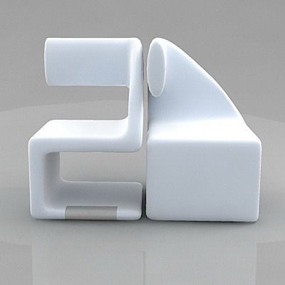 White minimalist Italian chair 3D model IPE Cavalli LittleSister