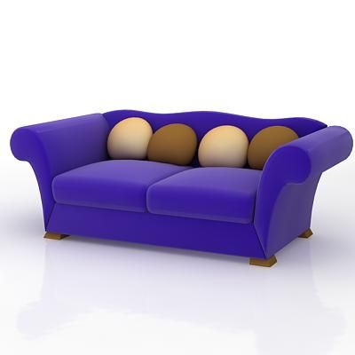Italian sofa with pillows blue 3D model Natuzzi