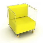 Yellow armchair 3d model with a glass frame ADRENALINA PLEXX 2
