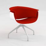 Red and white armchair high-tech 3D model B&B Italia Sina