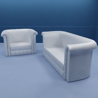 3D - model white sofa and chair in a contemporary style  SOFA1MK61set