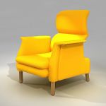 Yellow armchair in the Art Nouveau style 3D model Poltrona Frau Sanluca