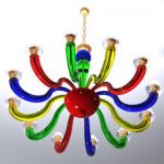 Colorful modern Italian chandelier 3D model Aureliano Toso murano 1938 Serenissima