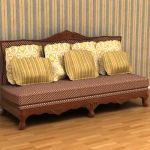 classic sofa with pillows 3D model Sofa Classic