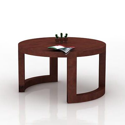 Round wooden coffee table 3D Model TABLE 29