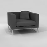 Minimalist black armchair 3D – model  CAD symbol B&B Italia Tight art.TG104 1