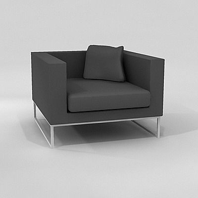 Minimalist black armchair 3D – model  CAD symbol B&B Italia Tight art.TG104_1