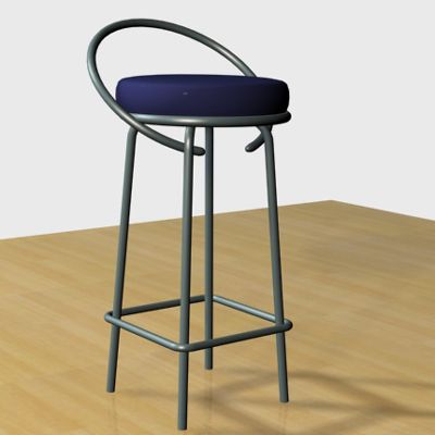 Blue bar stool 3D object barstool
