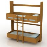 Wooden bunk bed modern 3D model bed5