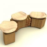 Oval wooden bench country 3DS bench 11