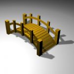 Wooden garden bridge CAD 3D - model symbol bridges 04
