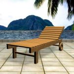 Wooden sunbed 3D model chaise longe 01