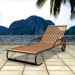 Wooden sunbed 3D model chaise longe 04