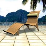 Wicker lounge 3D object chaise longe 05