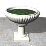 White flower pot in the antique style 3DS flowerpot 001