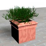 Pot cubic shape with a flower 3D object flowerpot 002
