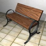 Wooden bench with forged parts for the garden 3D object garden 001