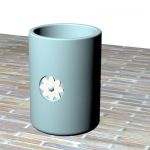 White and blue box waste CAD 3D - model symbol litter-bin02