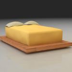 3D - model minimalist double bed  low platform bed