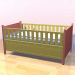 Yellow-pink bed for children 3D model Fiona cot