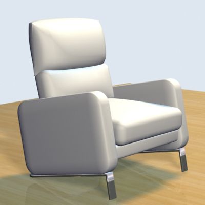 White armchair on the metal legs  3D - model megapolis