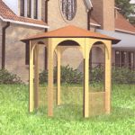 Octagonal wooden gazebo 3D object pavilion 01