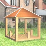 Square wooden gazebo CAD symbol 3D - model pavilion 02
